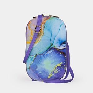 Monarque Blue Marble Crossbody Bag NWT
